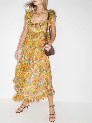 Poppy floral-print midi dress展示图