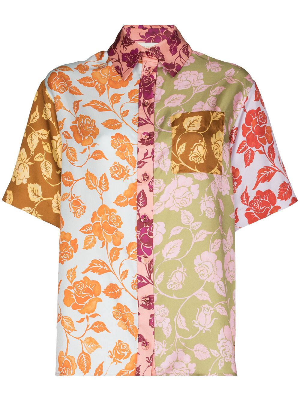 ZIMMERMANN Rose Print Panelled Silk Shirt - Farfetch
