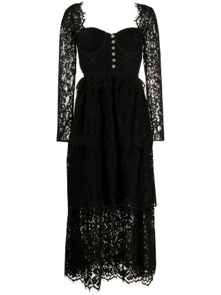 Self-Portrait Lace Flared Dress - Farfetch