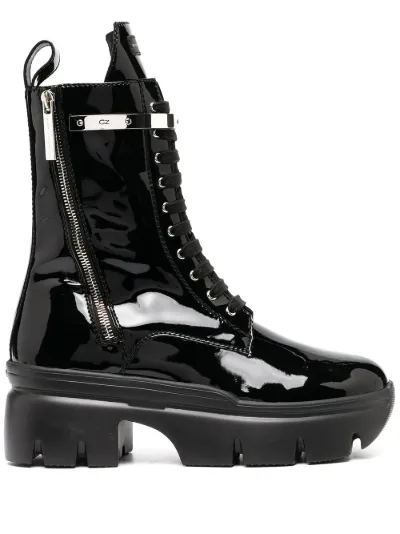 patent leather moto boots