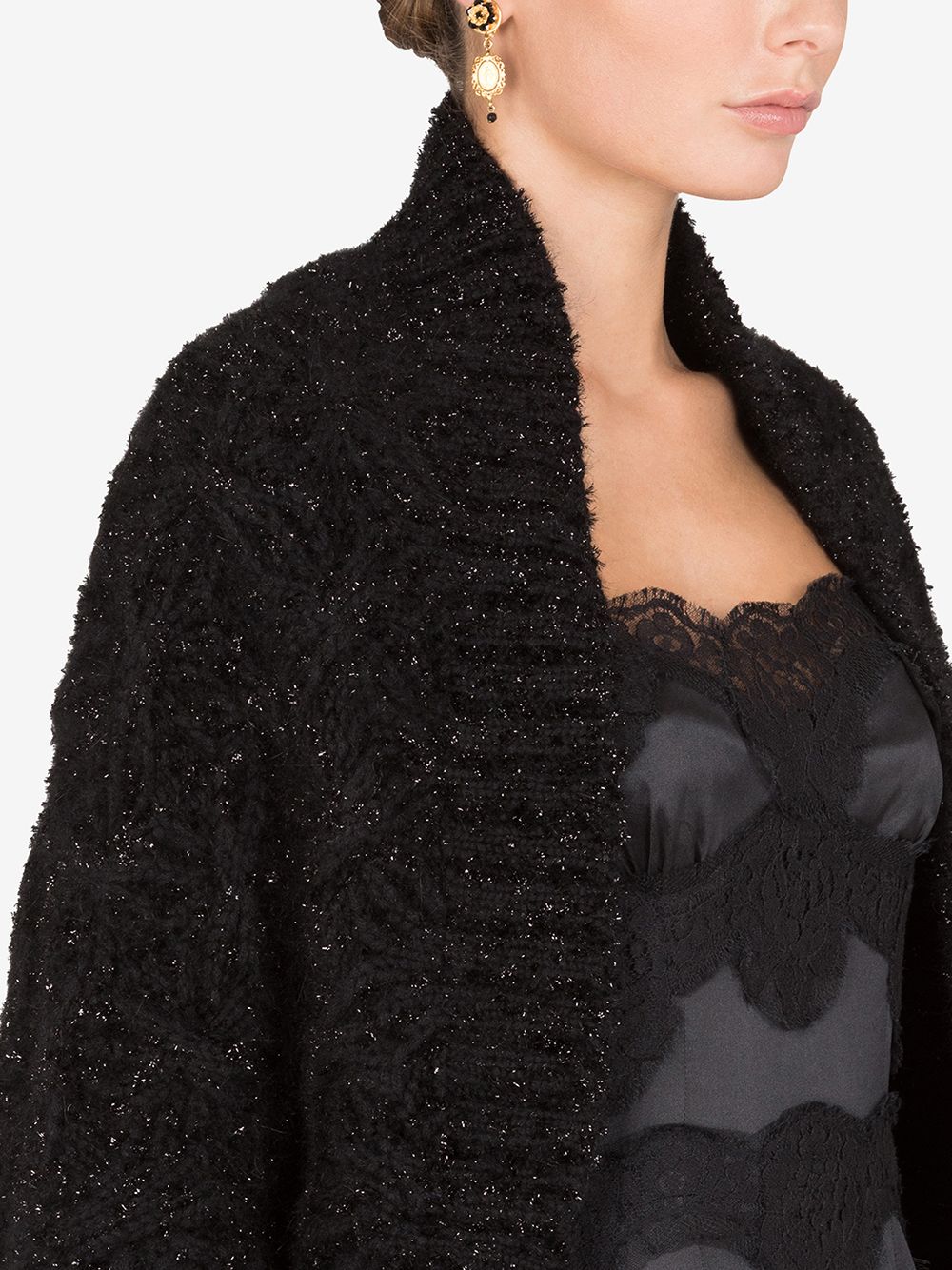 Shop Dolce & Gabbana Metallic-knit Cardigan In Black