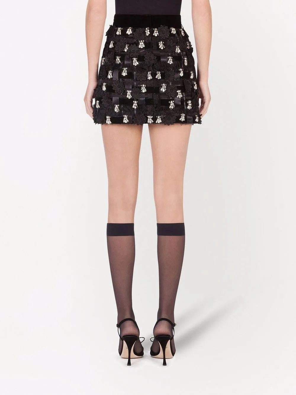  Dolce & Gabbana Minirock Mit Blumenapplikation   Schwarz 