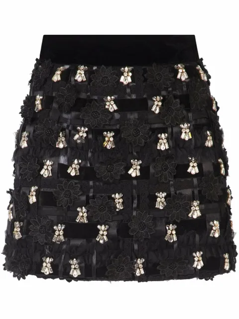 Dolce & Gabbana falda corta con aplique floral