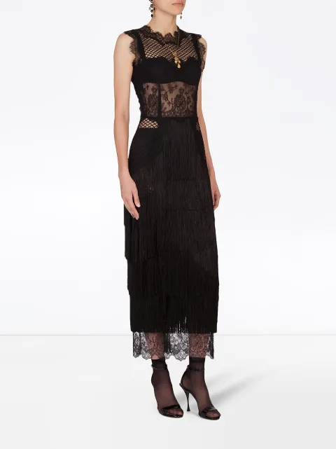 Dolce & Gabbana fringe-detail lace sheath dress F6K6QZGDW83 - 2