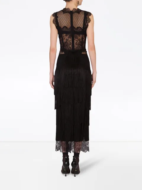 Dolce & Gabbana fringe-detail lace sheath dress F6K6QZGDW83 - 3