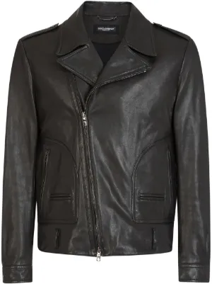 Dolce & Gabbana Leather Biker Jacket | Black | FARFETCH