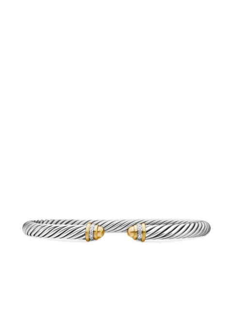 David Yurman 18kt yellow gold and sterling silver Classic Cable diamond bracelet (5mm)
