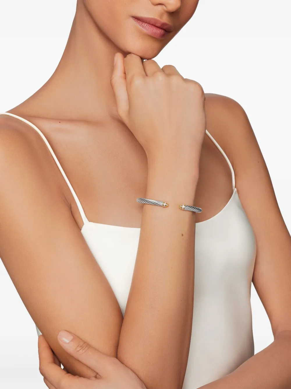 David Yurman 18kt yellow gold and sterling silver Classic Cable diamond bracelet (5mm) | Image 2
