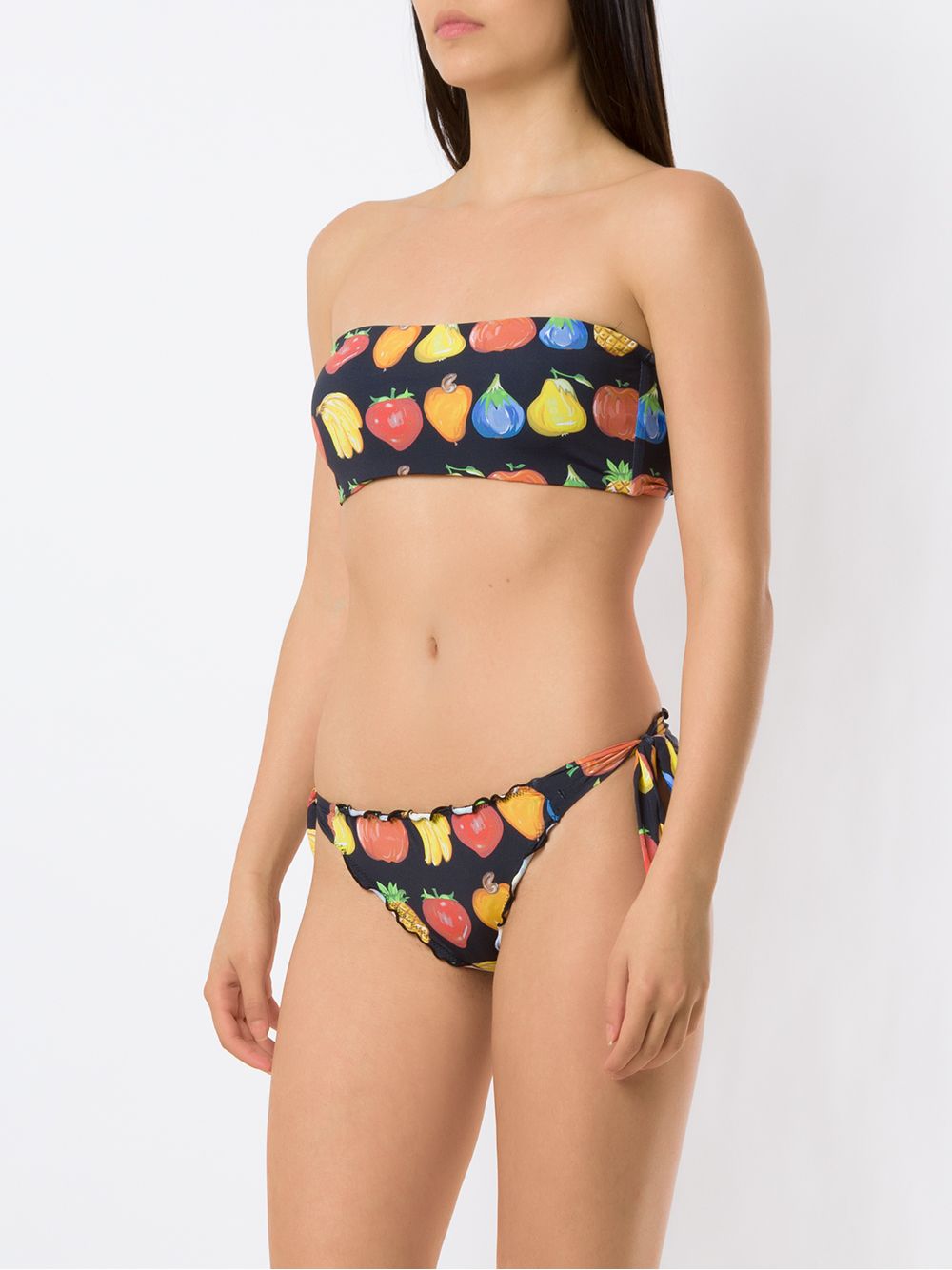 Shop Amir Slama Frufru Bandeau Bikini Set In Black