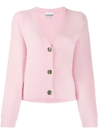 ganni pink cardigan