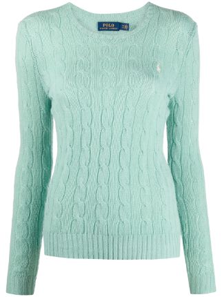 ralph lauren green cable knit jumper