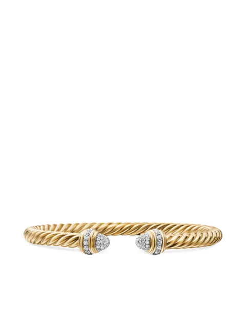 David Yurman 18kt yellow gold Classic Cablespira diamond bracelet (5mm)