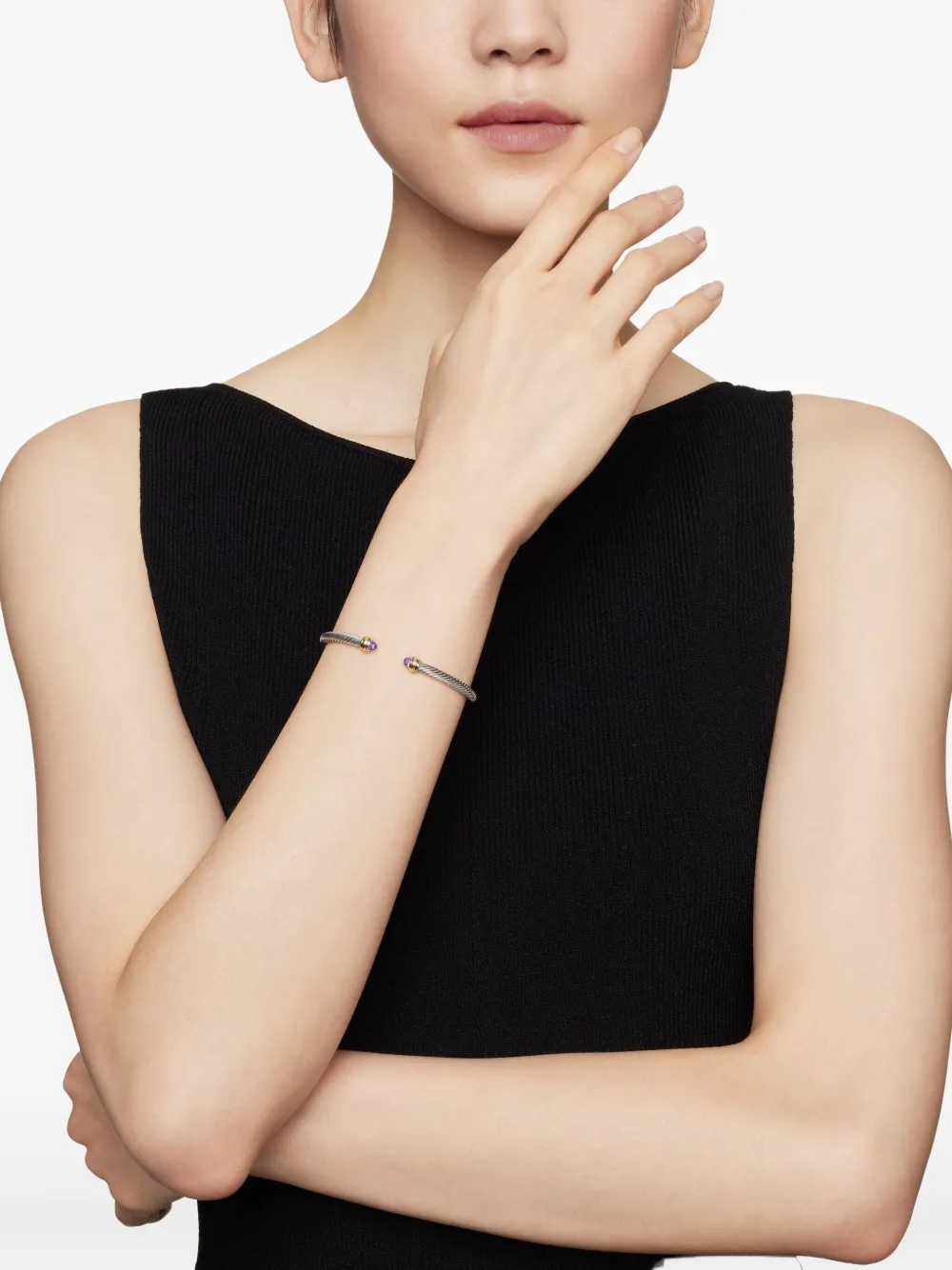 David Yurman 18kt yellow gold and sterling silver Classic Cable bracelet (4mm) | Image 2