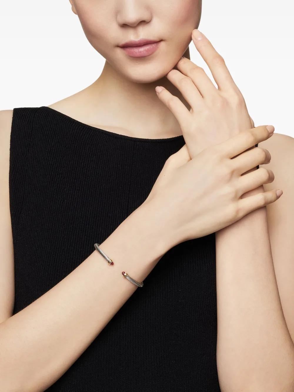 David Yurman 18kt yellow gold and sterling silver Classic Cable bracelet (4mm) | Image 2