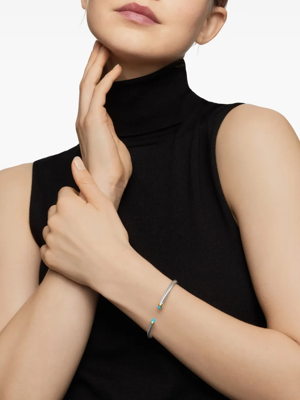 David Yurman 18kt yellow and sterling silver Classic Cable turquoise bracelet (4mm) | Image 2