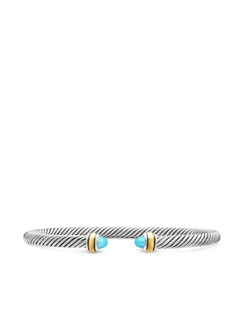 David Yurman 18kt yellow and sterling silver Classic Cable turquoise bracelet (4mm)