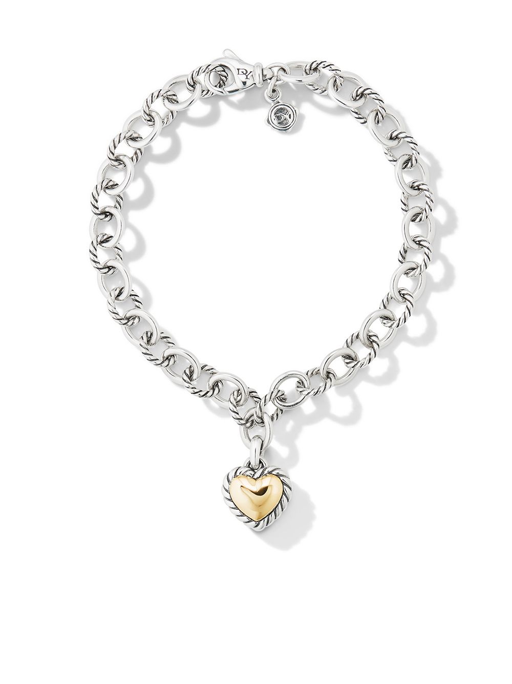 Shop David Yurman 18kt Yellow Gold And Sterling Silver Cable Collectibles Cookie Classic Heart Bracelet
