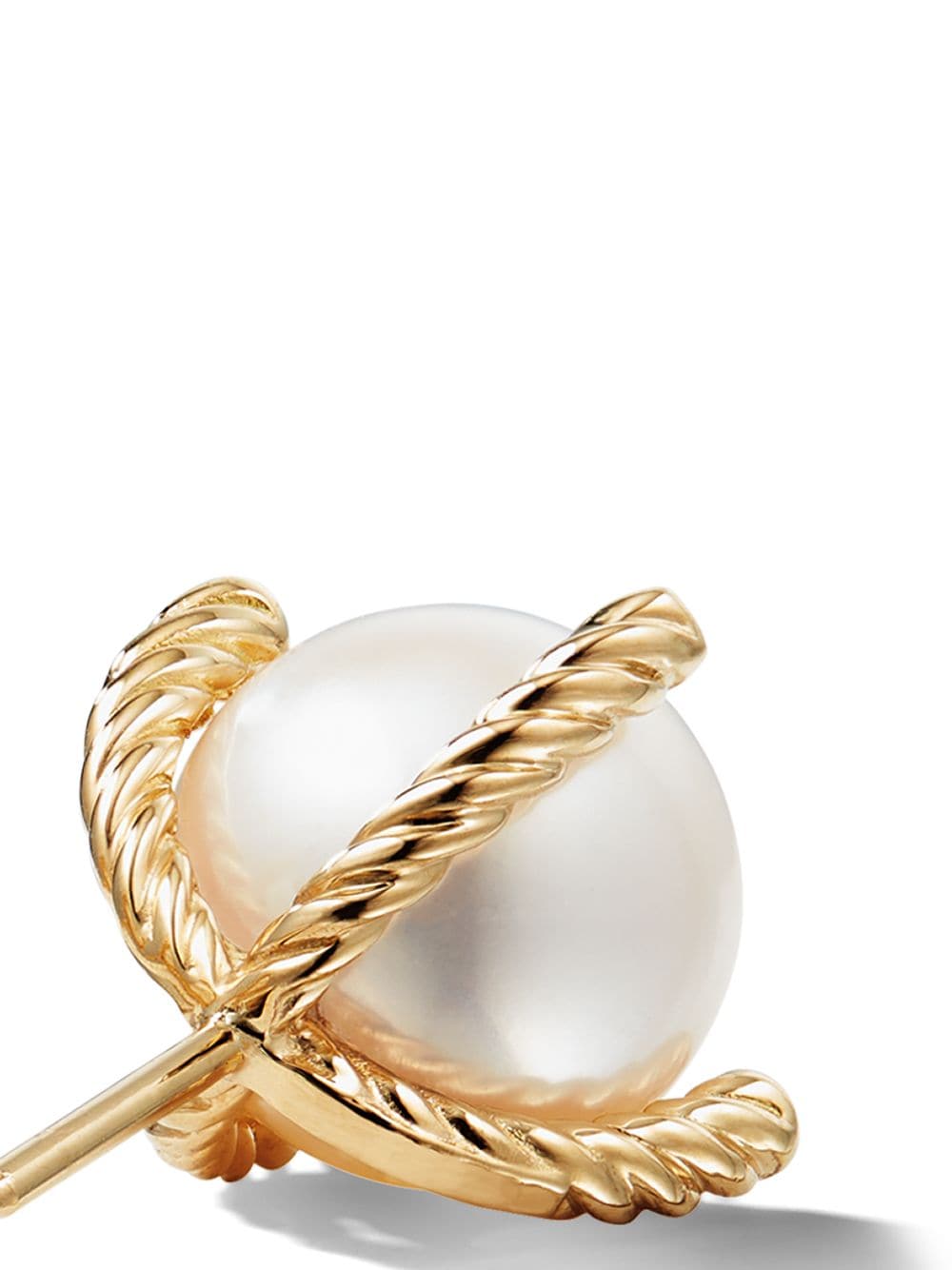 Shop David Yurman 18kt Yellow Gold Solari Pearl And Diamond Stud Earrings In Weiss