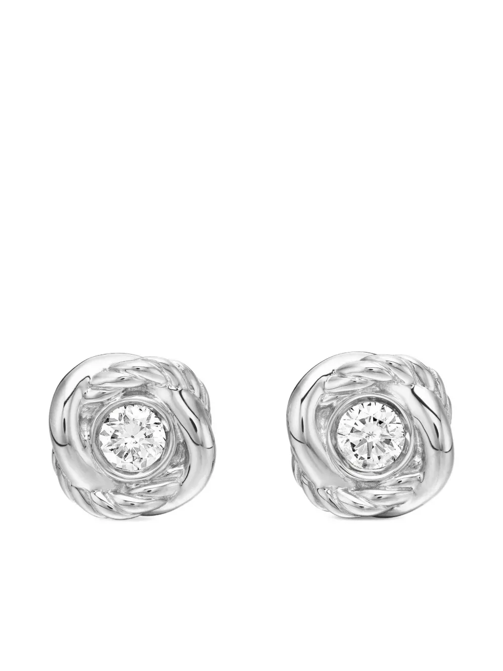 David Yurman Infinity ダイヤモンド ピアス 6.8mm 18Kホワイトゴールド - シルバートーン David Yurman Infinity ダイヤモンド ピアス 6.8mm 18Kホワイトゴールド - シルバートーン