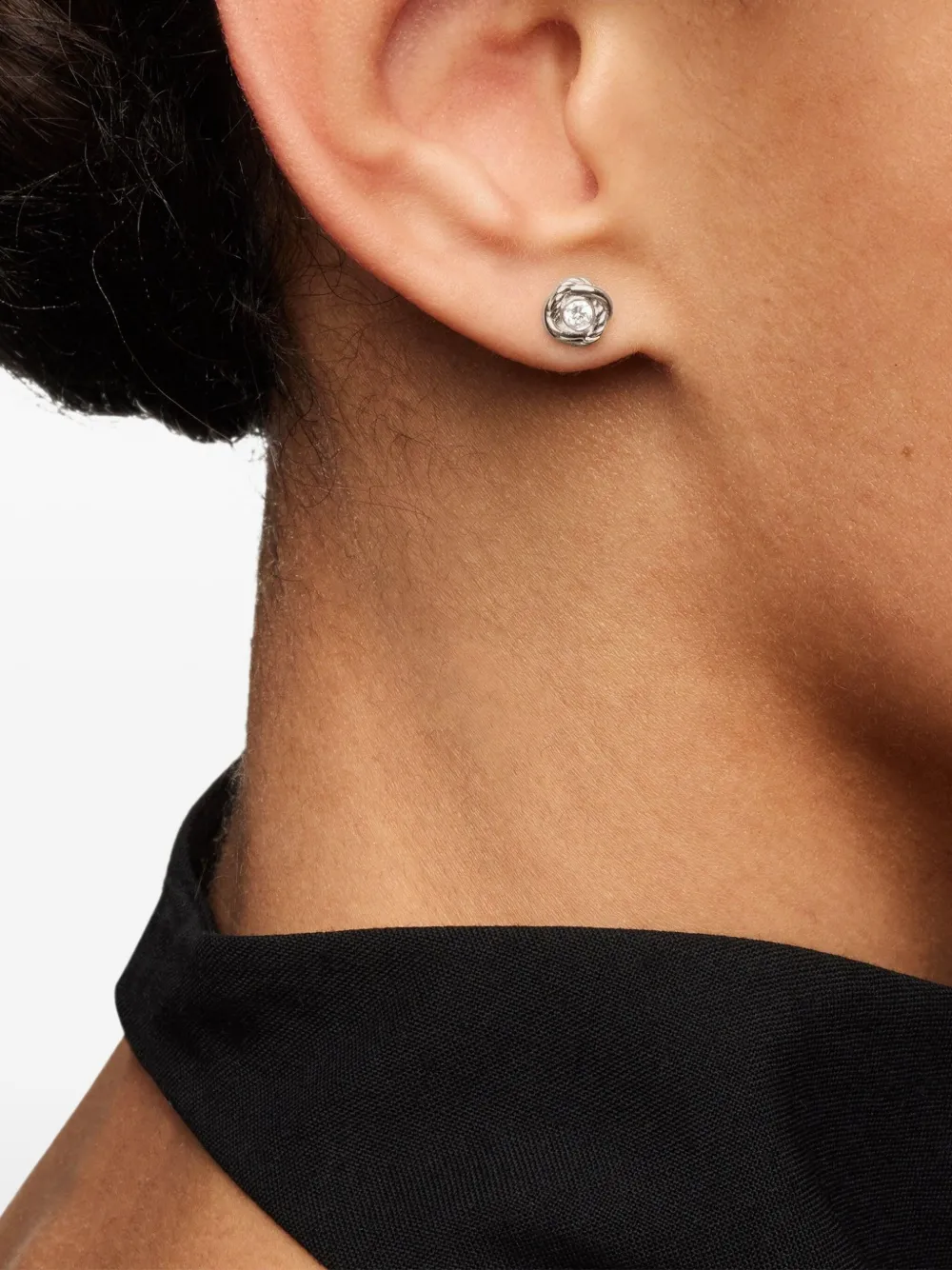  David Yurman 18kt Infinity Weißgoldohrstecker Mit Einem Diamanten 6,8mm   Silber 