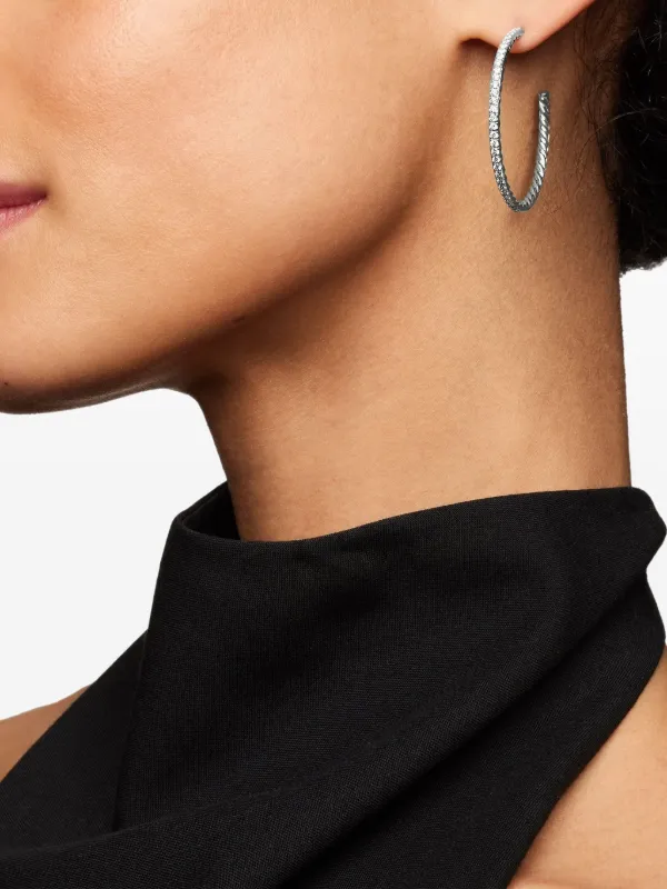 David Yurman Sterling Silver Pavé Diamond Hoop Earrings (38mm - Main Image