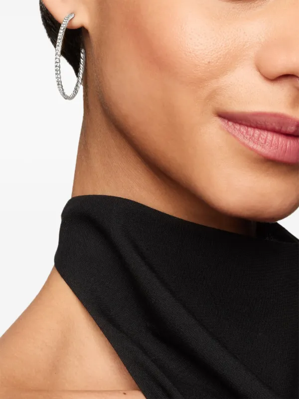 David Yurman Sterling Silver Pavé Diamond Hoop Earrings (38mm) Silver  FARFETCH PH