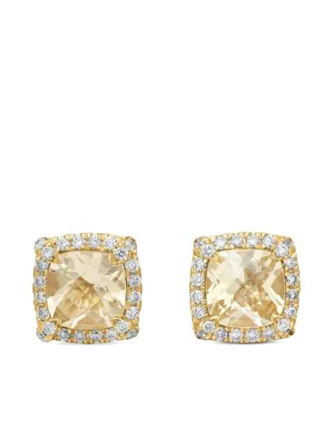 David Yurman 18kt yellow gold Petite Chatelaine citrine and diamond stud earrings (5mm)