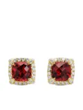 David Yurman 18kt yellow gold Petite Chatelaine garnet and diamond stud earrings (5mm) - Red