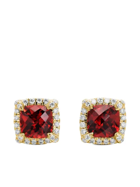 David Yurman 18kt yellow gold Petite Chatelaine garnet and diamond stud earrings (5mm)