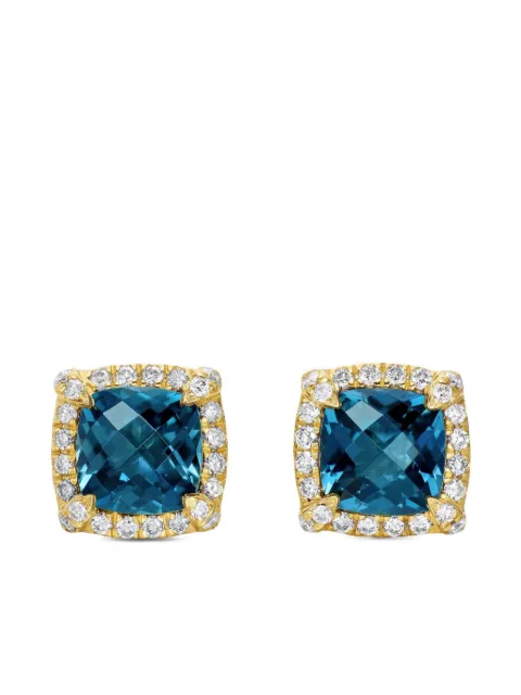 David Yurman aretes Petite Chatelaine en oro amarillo de 18kt con diamantes y topacio (5mm)