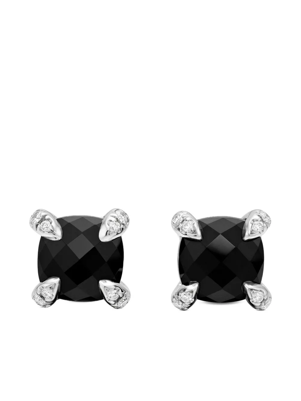 David Yurman Petite Chatelaine オニキス&ダイヤモンド ピアス 6mm スターリングシルバー - ブラック David Yurman Petite Chatelaine オニキス&ダイヤモンド ピアス 6mm スターリングシルバー - ブラック