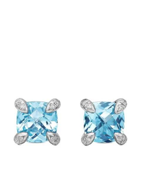 David Yurman sterling silver Petite Chatelaine topaz and diamond stud earrings (6mm)