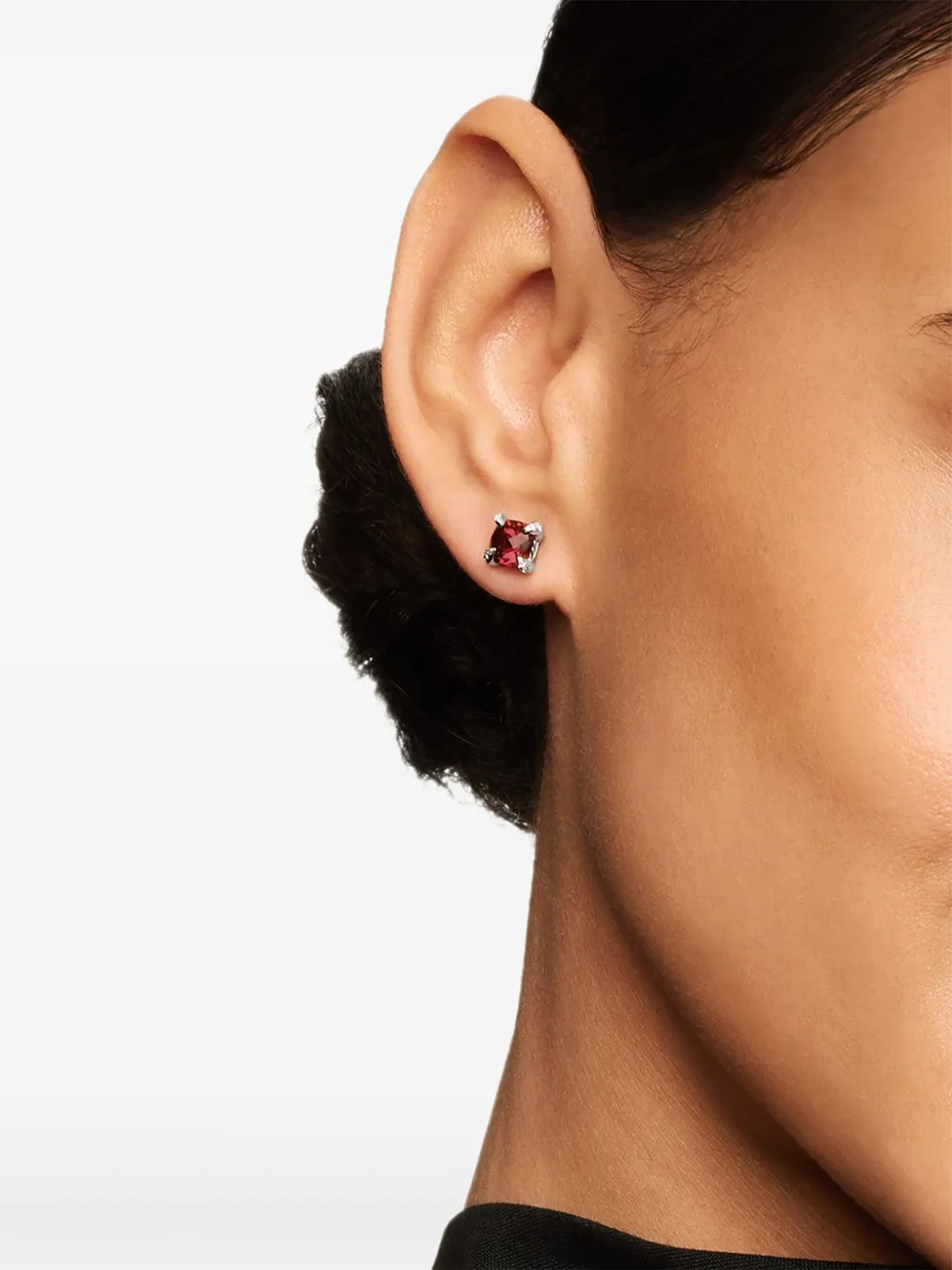 David Yurman sterling silver Petite Chatelaine rhodolite garnet and diamond stud earrings (6mm) | Image 2