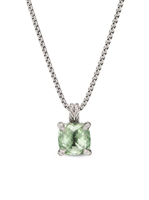 David Yurman sterling silver Chatelaine prasiolite and diamond necklace