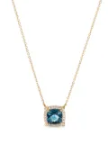 David Yurman 18kt yellow gold Petite Chatelaine topaz and diamond necklace - Blue