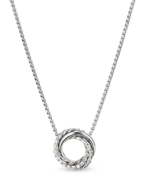 David Yurman sterling silver Crossover diamond necklace