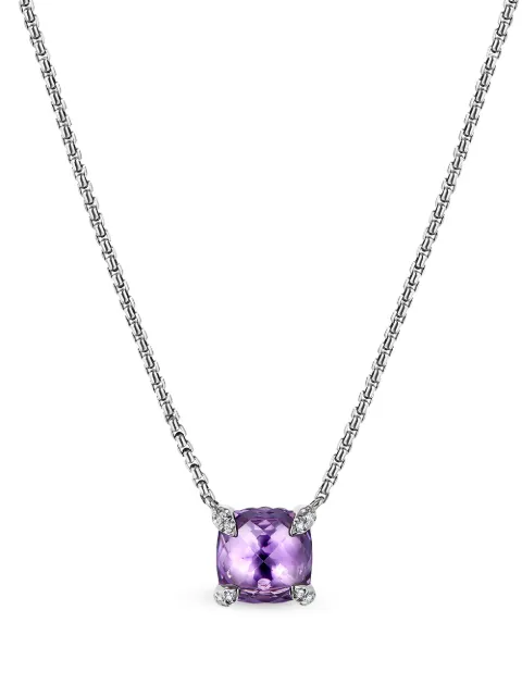 David Yurman sterling silver Petite Chatelaine amethyst and diamond necklace