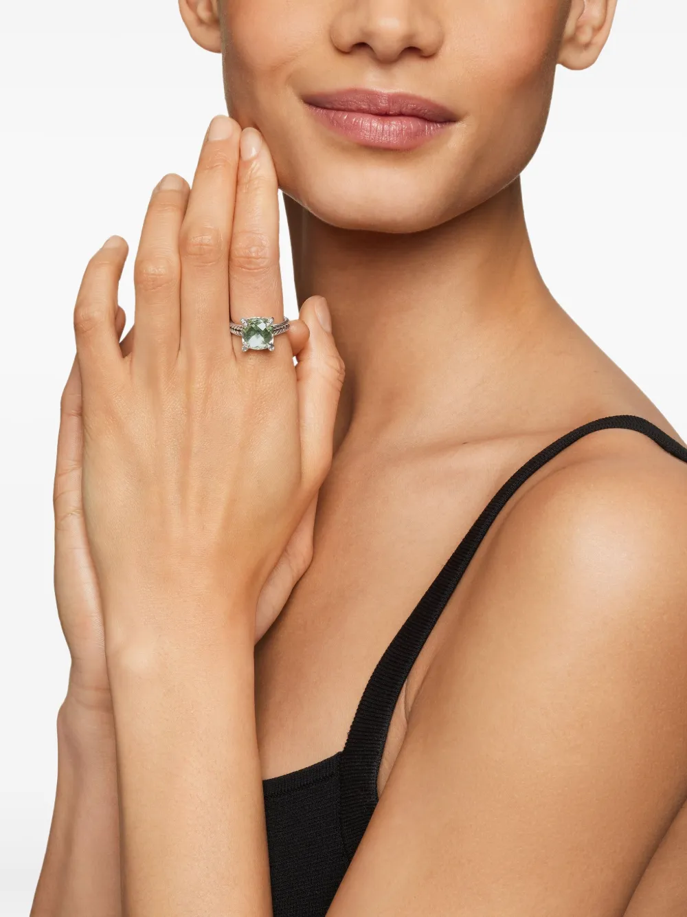 David Yurman sterling silver Chatelaine prasiolite and diamond ring (11mm) | Image 2