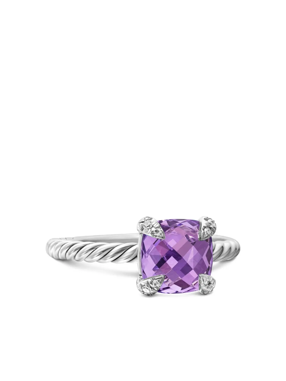 David Yurman Châtelaine アメジスト&ダイヤモンド リング 8mm スターリングシルバー - パープル David Yurman Châtelaine アメジスト&ダイヤモンド リング 8mm スターリングシルバー - パープル