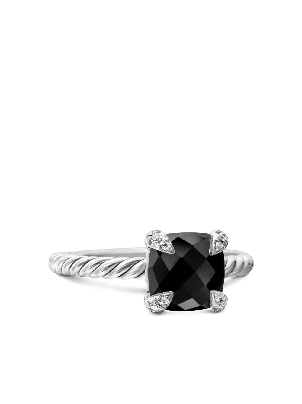 David Yurman Chatelaine オニキス&ダイヤモンド リング 8mm スターリングシルバー - ブラック David Yurman Chatelaine オニキス&ダイヤモンド リング 8mm スターリングシルバー - ブラック