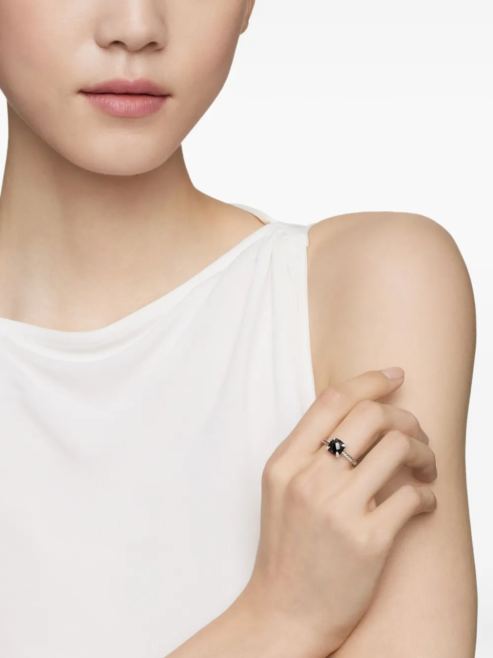 David Yurman anillo Chatelaine en plata de ley con diamantes y ónix de 8mm | Image 2