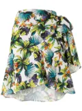 Amir Slama printed wrap skirt with panels - White