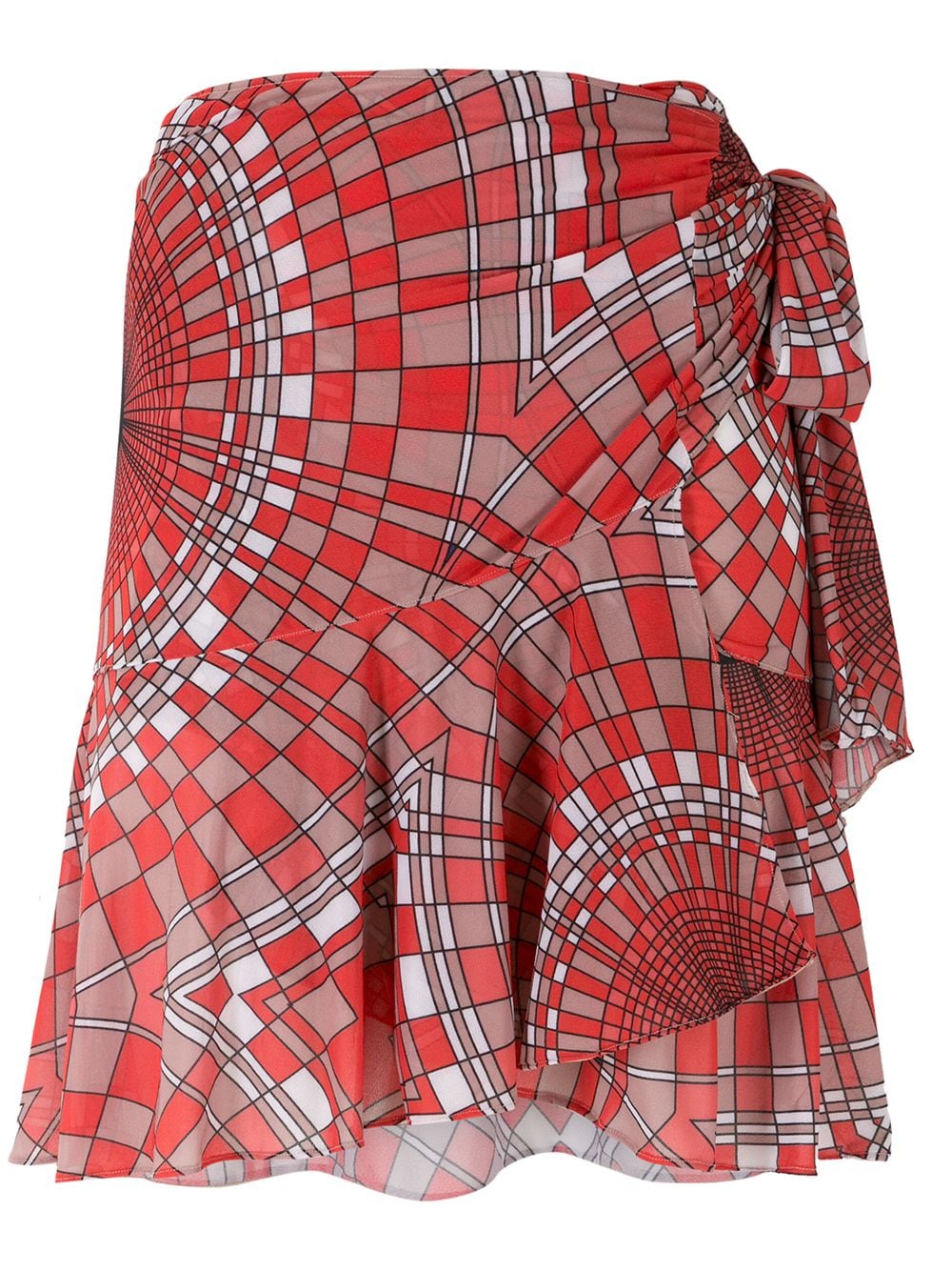 Amir Slama Printed Wrap Skirt With Panels In Red