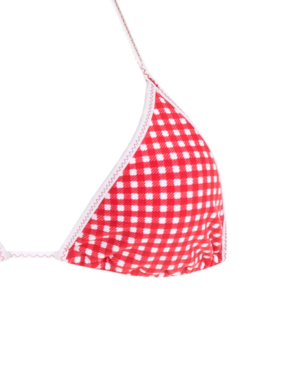 Shop Amir Slama Checkered Print Triangle Bikini Set In Pink
