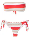 Amir Slama Frufru striped bandeau bikini set - Neutrals