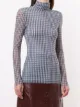 GANNI sheer check roll-neck top