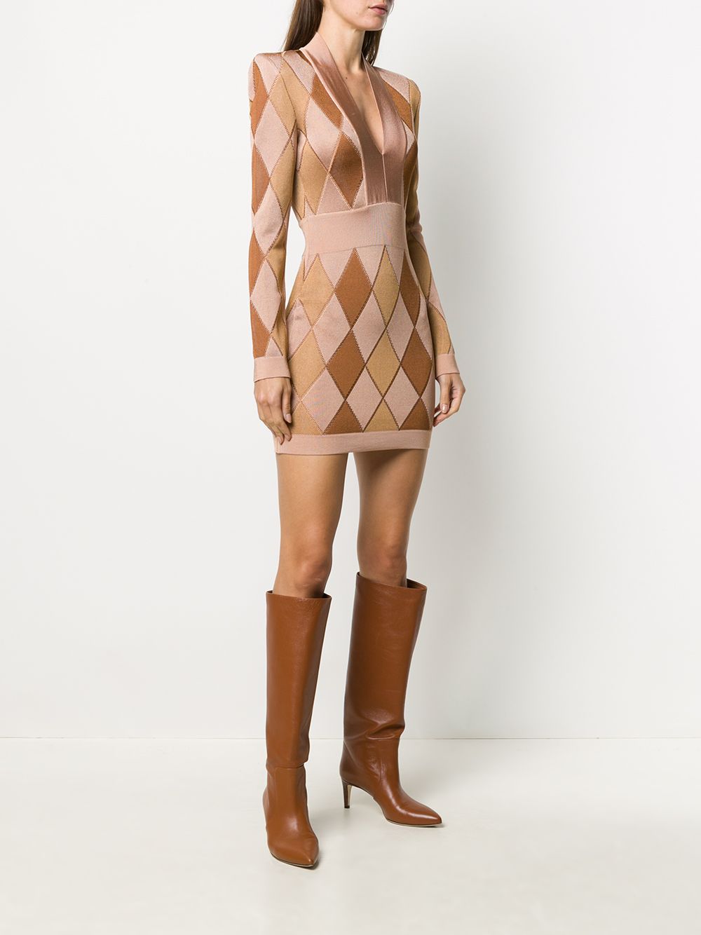фото Balmain трикотажное платье с v-образным вырезом