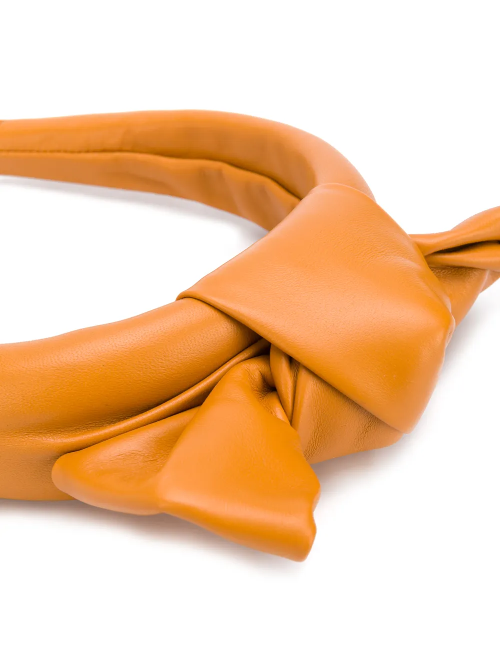  Red(v) Bow-detail Leather Headband - Brown 