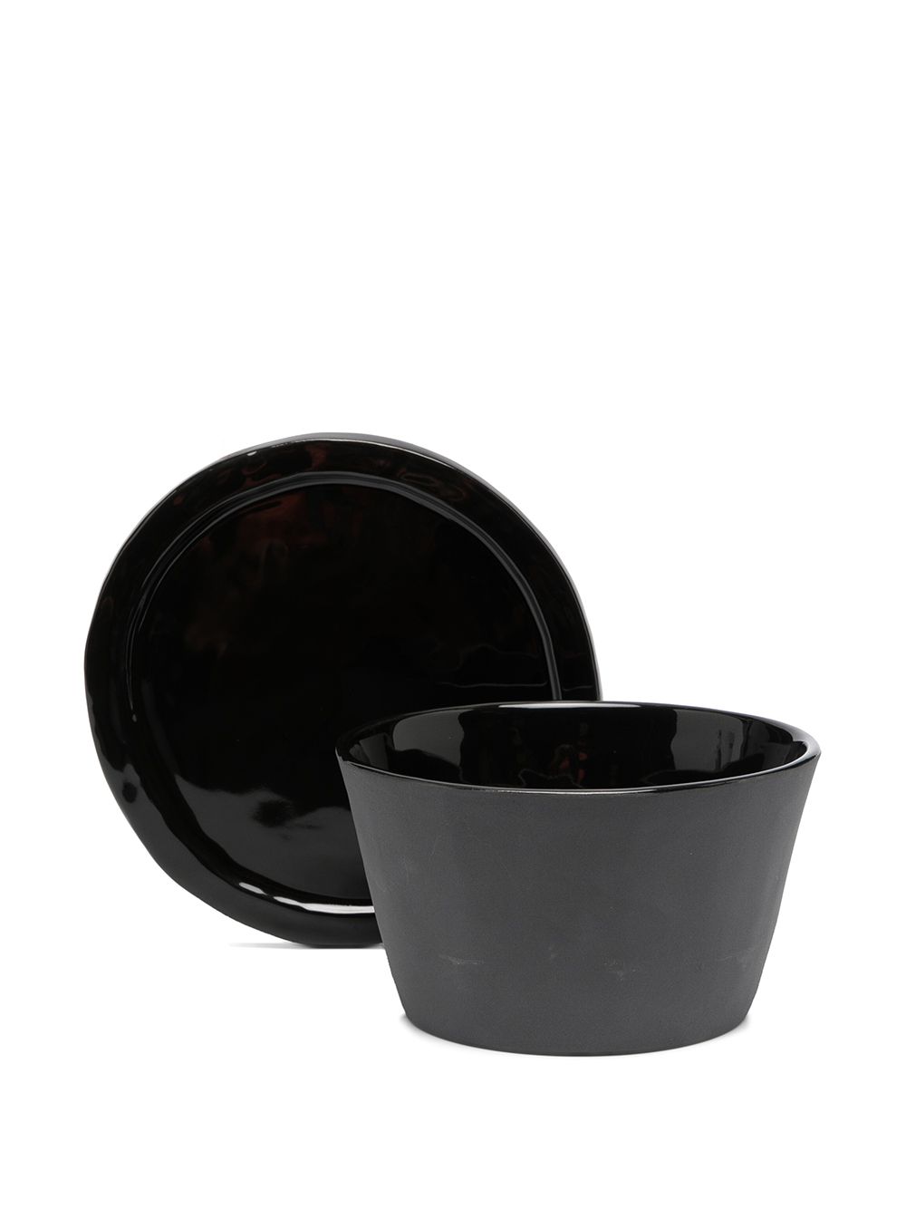 Shop Off-white Ceramic Breakfast Set In Black