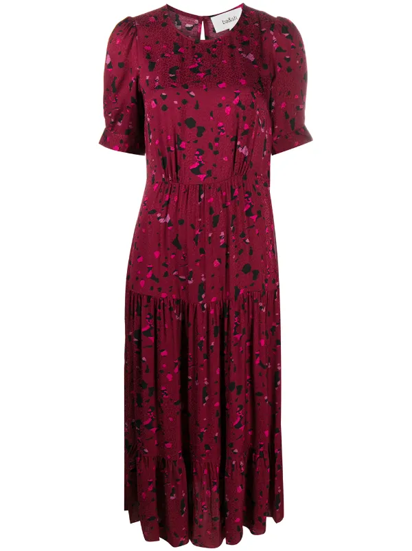 red patterned midi dress